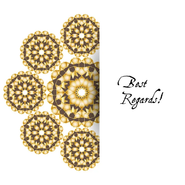 Illustration of greeting card with round ornate moroccan ornament.