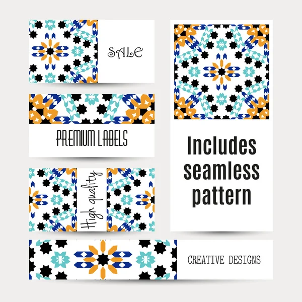 Business cards pattern with morocco ornament. Includes seamless pattern
