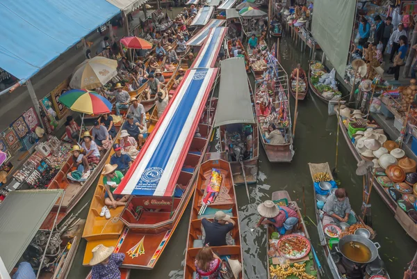 Ratchaburi, Thailand - July 23: Top View At Damnoen Saduak Floating Market On July 23 2011