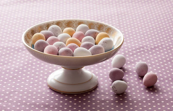 Chocolate mini eggs in a bowl