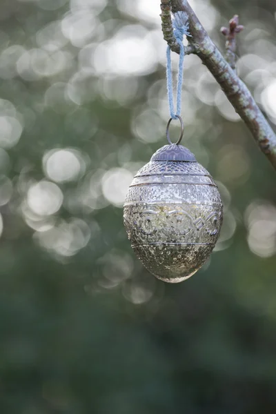 Christmas bauble hanging outside