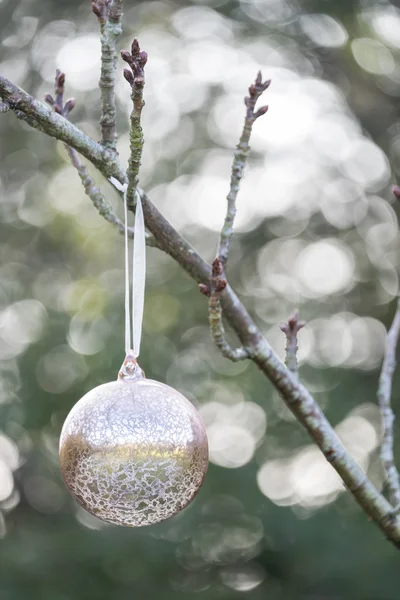 Christmas bauble hanging outside