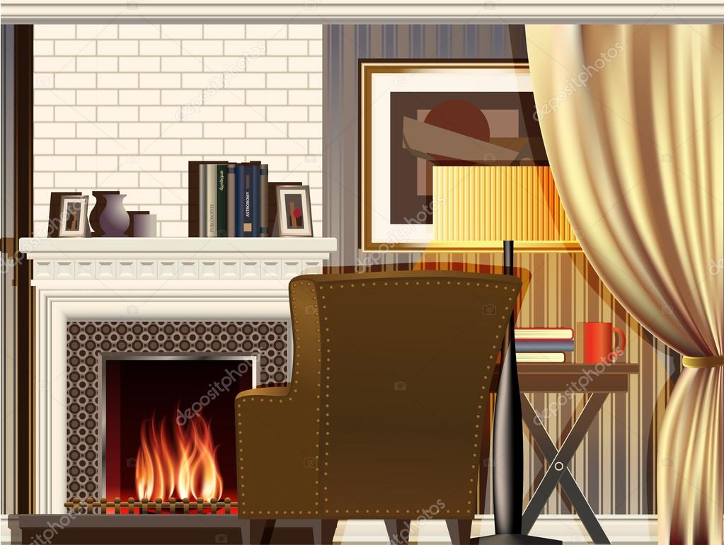 Sala con camino — vettoriali stock © blacklight trace #59225759