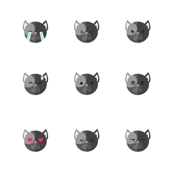 Vector minimalistic flat dog emotions icon set