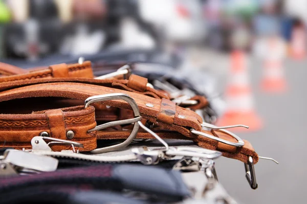 Leather belts for cheap sale at a flea market