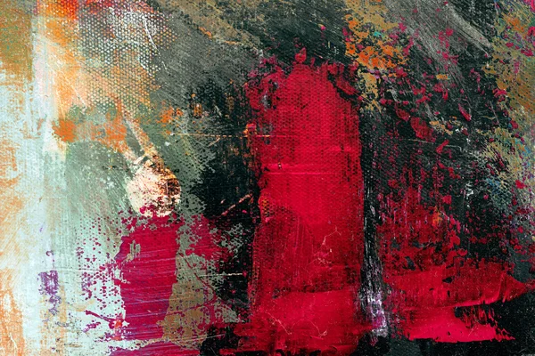 Three figures, abstract original painting on canvas in red and b