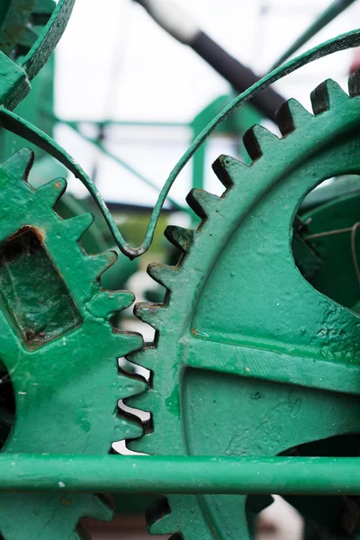 Green painted big gear wheels