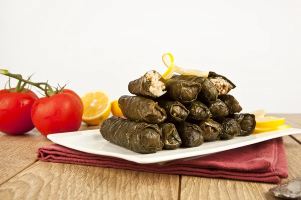 Wrap stuffed with olive oil Ottoman, Turkish and Greek cuisine, the most beautiful appetizer.