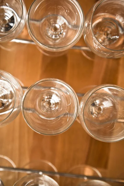 Close up picture of empty glasses in bar