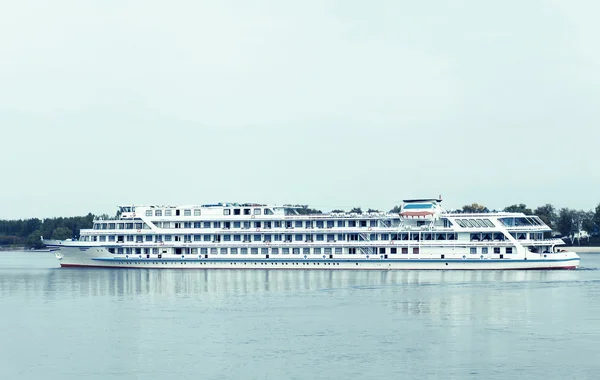 Pastel photo panorama of the passenger ship afloat