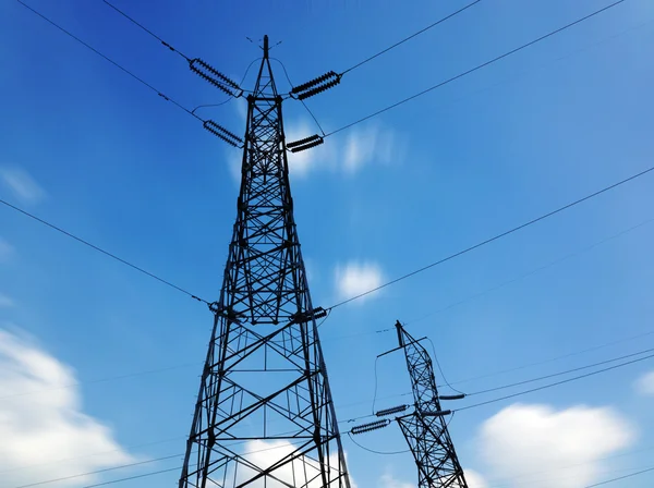 High-voltage tower sky background