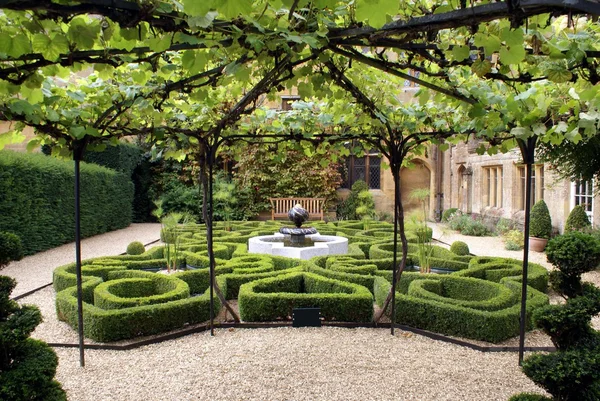 Moorish mosaic fountain, knot garden, Sudeley Castle, Winchcombe, England