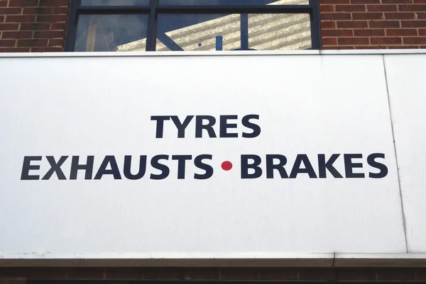 Tyres, exhausts, and brakes sign