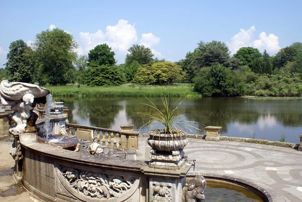 Hever castle patio at a lakeside in England