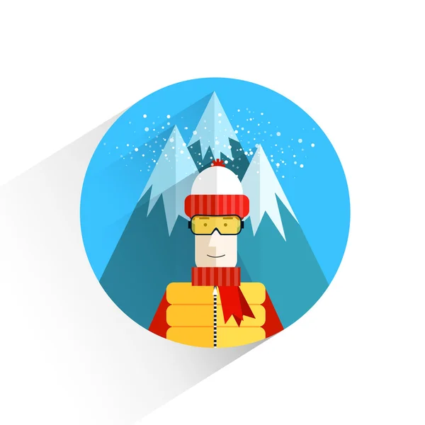 Flat design.Landscape.Sp orts.Winter holidays.Vector illustration.