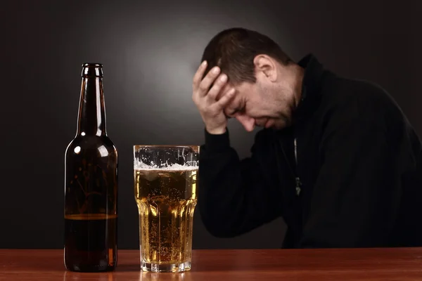 Alcoholic in despair, smoker, trouble, drunk man, depression