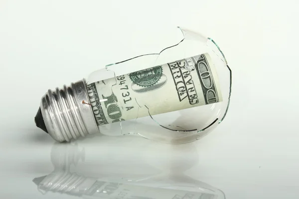 Broken bulb with dollar