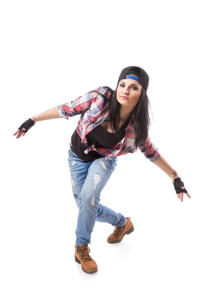 Modern hip-hop dance girl pose on isolated background