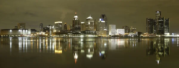 Detroit Michigan at Night Pano