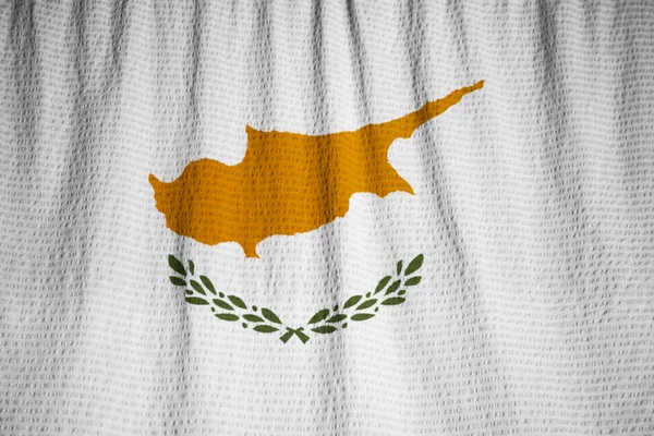Closeup of Ruffled Cyprus Flag, Cyprus Flag Blowing in Wind