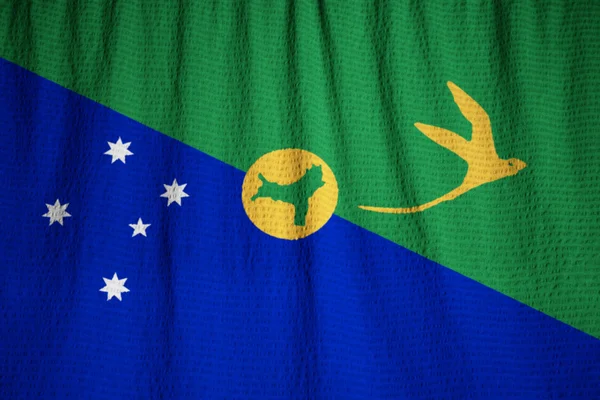 Closeup of Ruffled Christmas Island Flag, Christmas Island Flag