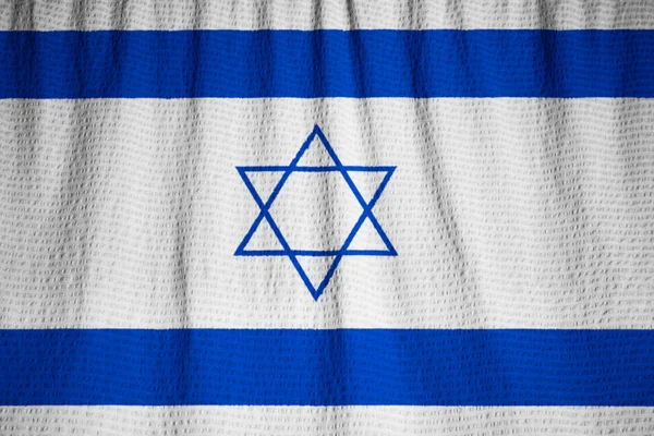 Closeup of Ruffled Israel Flag, Israel Flag Blowing in Wind