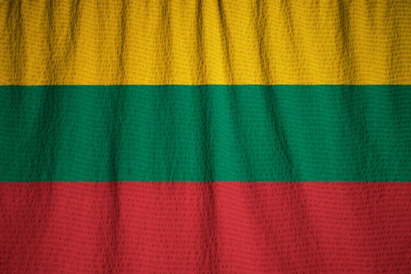 Closeup of Ruffled Lithuania Flag, Lithuania Flag