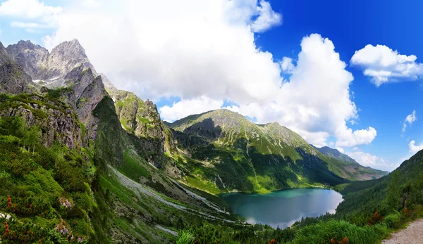 Beautiful scenery of Tatra mountains in the area of Eye of the Sea