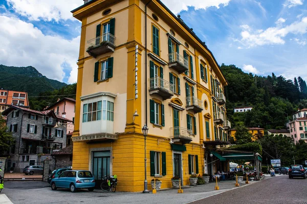 VARENNA ON LAKE COMO, ITALY, JUNE 15, 2016. Hotel building in Varenna on Lake Como, Italy, Lombardy region. Italian city view.
