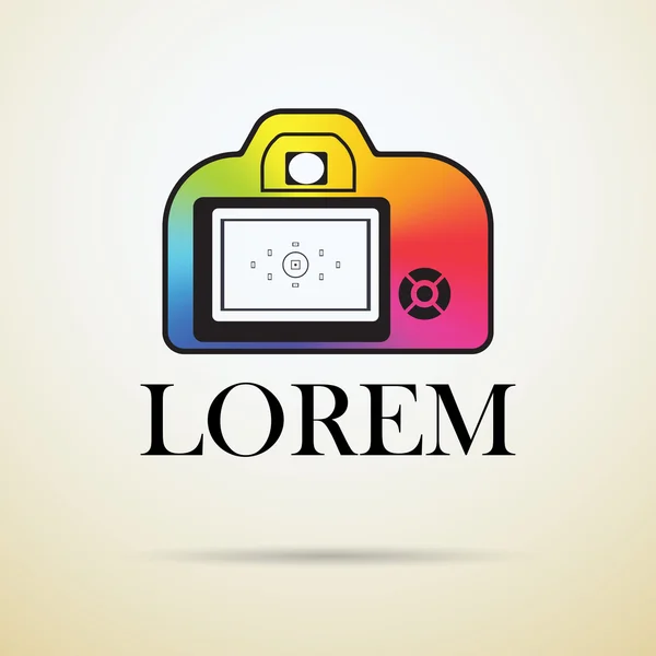 Professional photocamera icon filled with color conical gradient. photo logotype mock up. Photographi logo design template