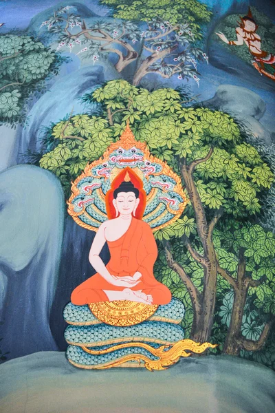 Buddha painting: Sitting on the Throne of Serpent King