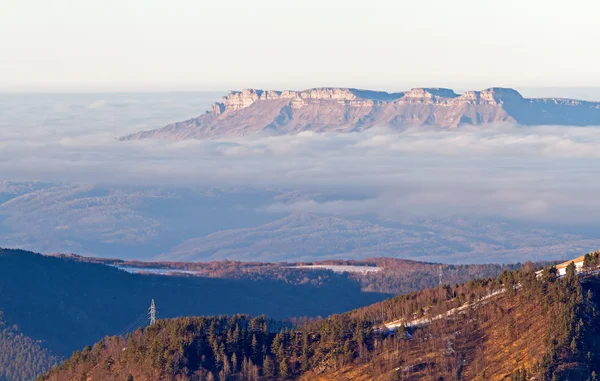 Aerial view mountains clouds