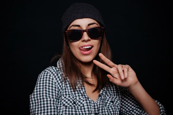 Hipster teenage girl with beanie hat