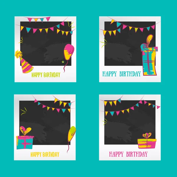 Birthday Photo frames. Decorative  photo frame templates for baby, events or memories. Scrapbook photo frame concept, vector illustration. Colorful photo frames.
