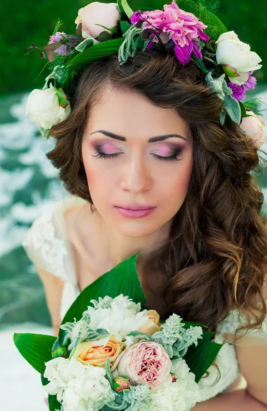 Portrait of the bride.  Makeup.