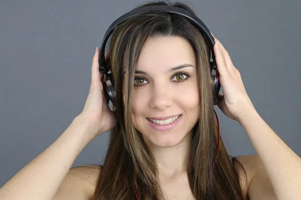 Beautiful girl listing music