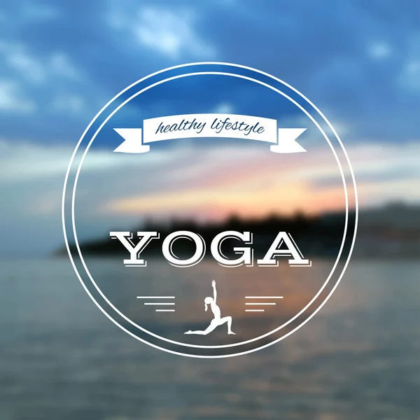 Vector yoga illustration. Poster for yoga class with a sea view.