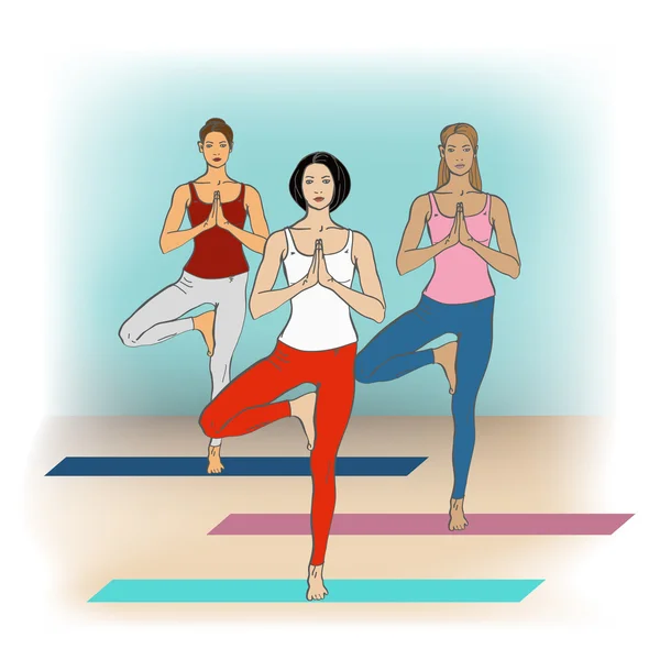 Women in yoga poses