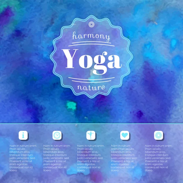 Yoga studio on a blue watercolors background