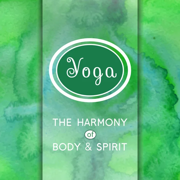 Yoga studio on a green watercolors background