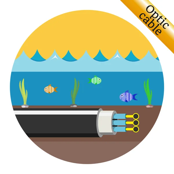 Optic cable laid under water. Vector illustration