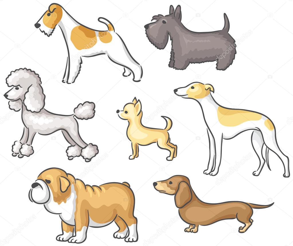 Conjunto de perros de dibujos animados — Vector de stock ... Conjunto de perros de dibujos animados — Vector de stock ...