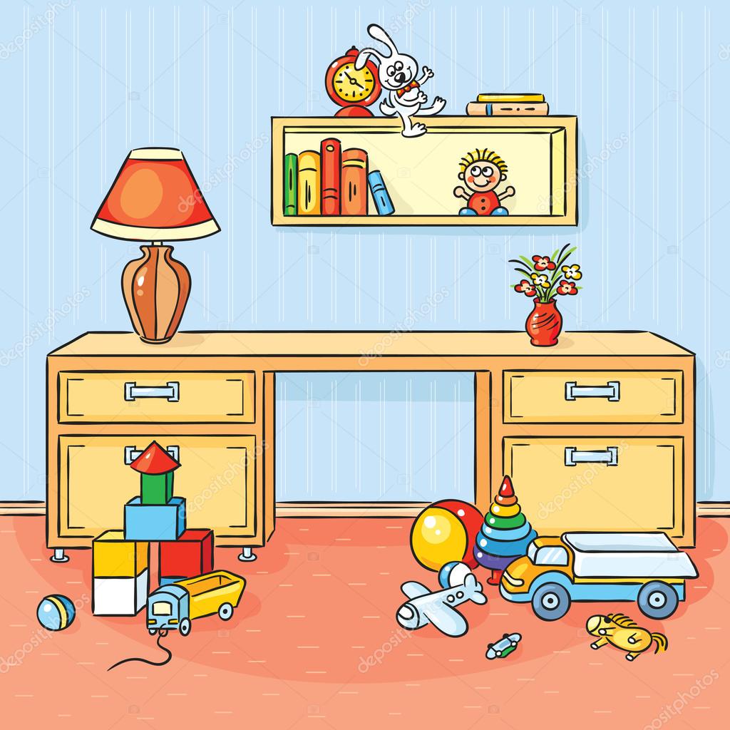 quarto de crianças com muitos brinquedos espalhados no ch u00e3o u2014 Vetor de Stock u00a9 Katerina Dav Desenho No Quarto ~ quarto de crianças com muitos brinquedos espalhados no ch u00e3o u2014 Vetor de Stock u00a9 Katerina Dav