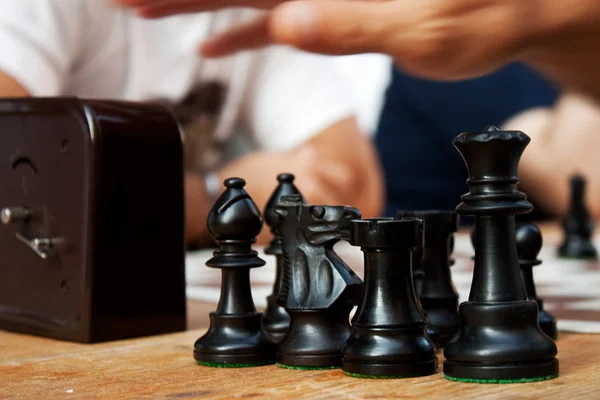 Chess pieces in the foreground