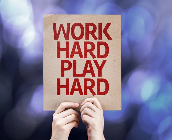 Work Hard Play Hard written on colorful background