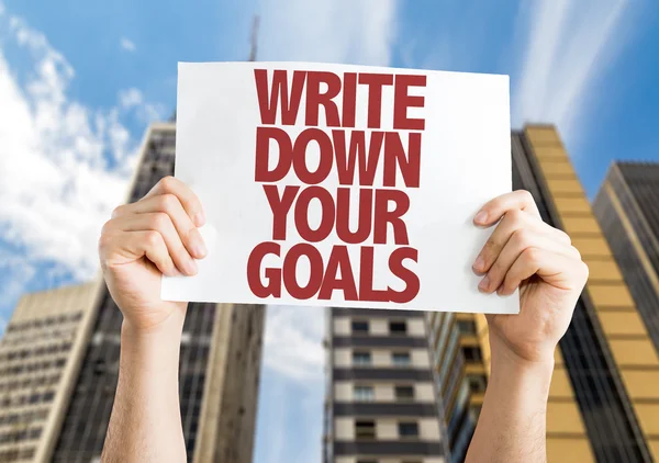 Write Down Your Goals placard