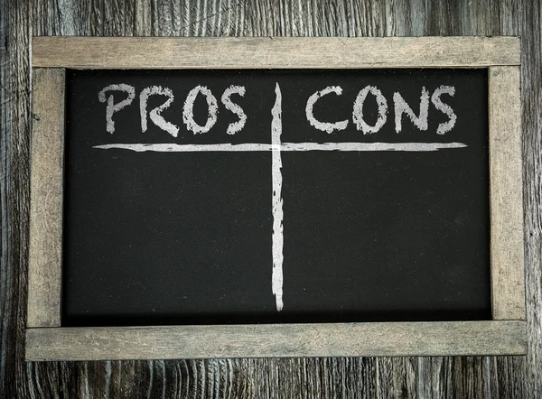 Pros Cons on chalkboard