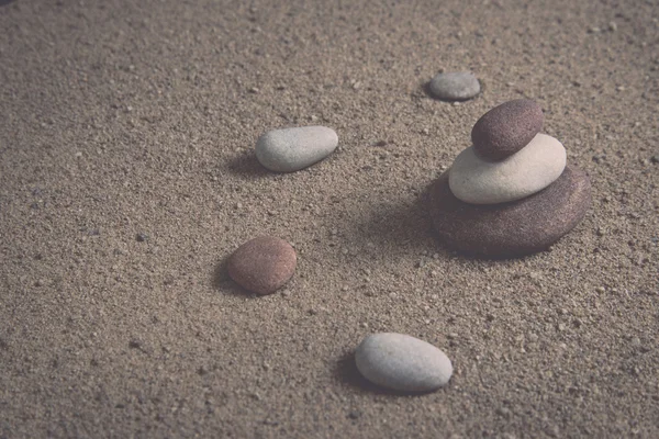 Zen garden sand waves and rock sculptures. Vintage.