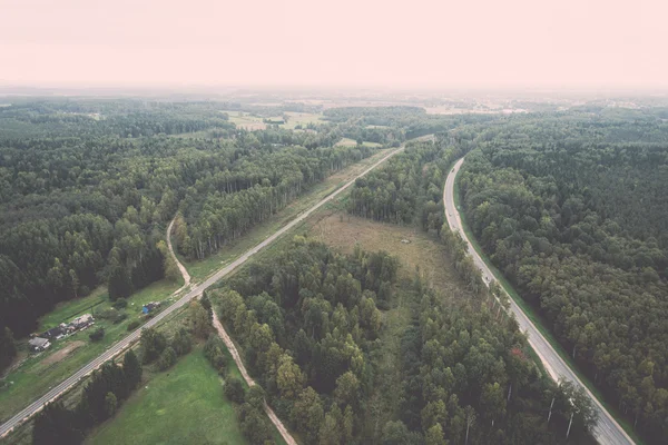 Forests and roads from above - retro, vintage