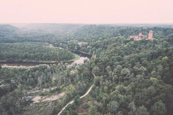 River of Gauja and forests from above - retro, vintage